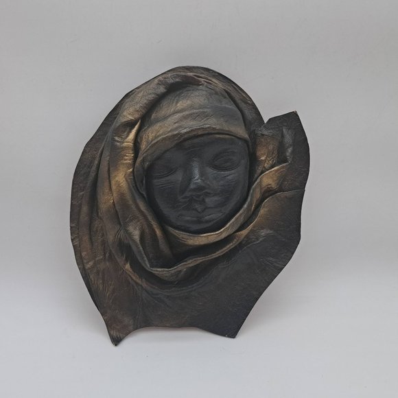 Gold and Black Leather Wall Mask - Picture 1 of 11